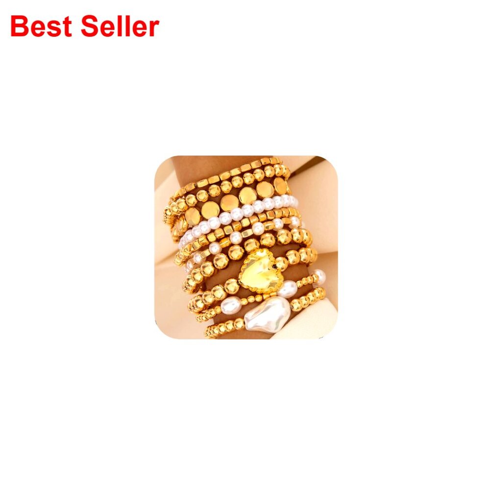 Stackable Stretch Bracelets With Pearl Beads And … - image 1